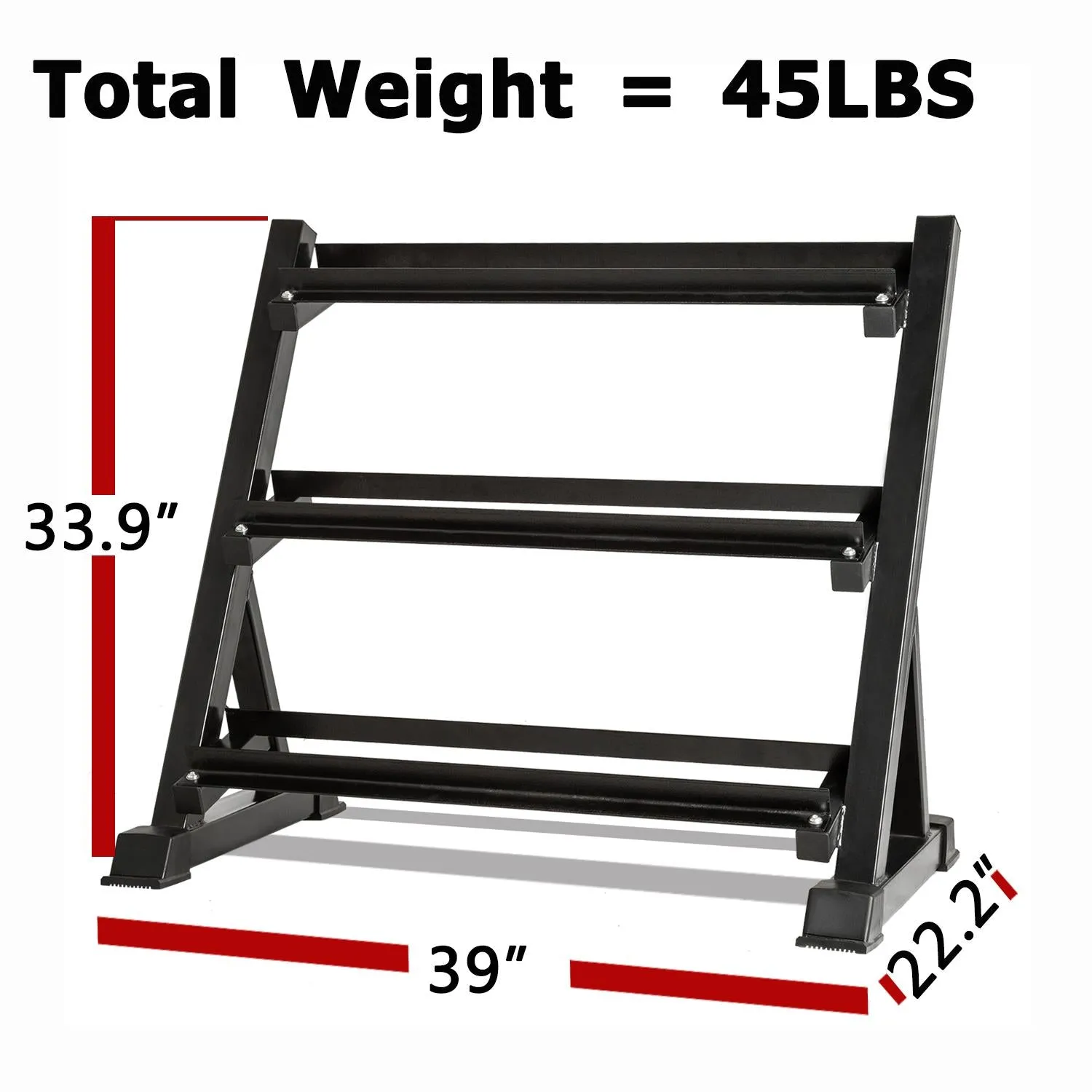 3-Tier Dumbbell Rack Stand, Weight Storage Organizer Fitness Equipment