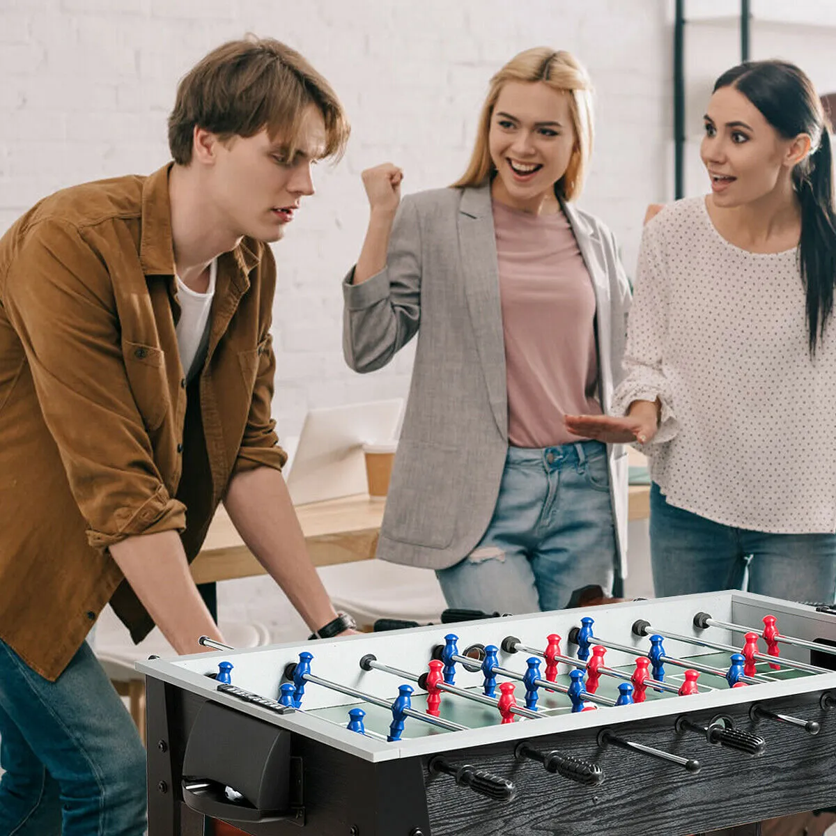 48 Inch Competition Sized Home Recreation Wooden Foosball Table-Black - Color: B