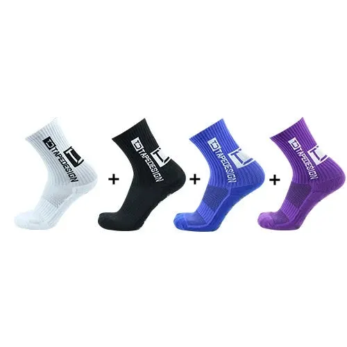 4Pairs ANTI SLIP Football Socks Mid Calf Cycling Sports Mens Sock