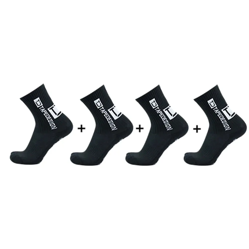 4Pairs ANTI SLIP Football Socks Mid Calf Cycling Sports Mens Sock