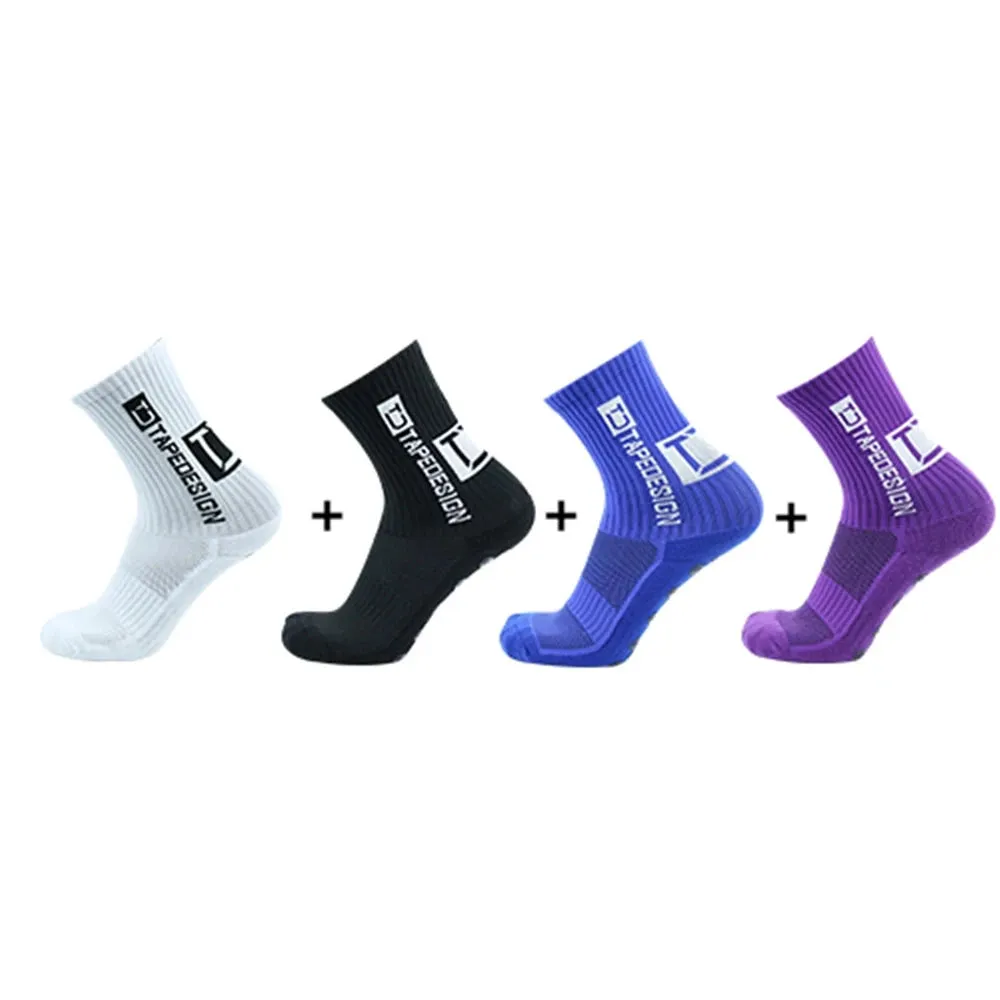 4Pairs ANTI SLIP Football Socks Mid Calf Cycling Sports Mens Sock