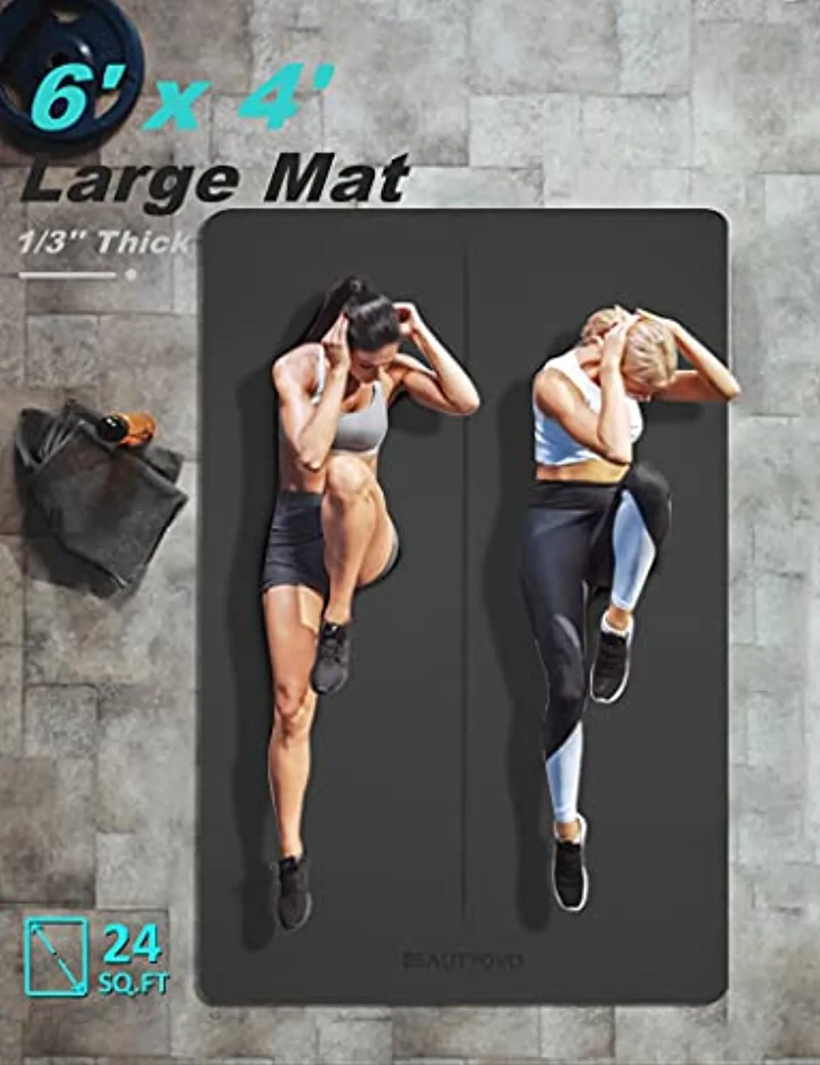 6' x 4' Large Yoga Mat, 1/3 Inch Extra Thick Yoga Mat Double-Sided Non Slip, Professional TPE Yoga Mats for Women Men, 24 Sq.Ft Large Exercise Mat for Yoga, Pilates and Home Workout