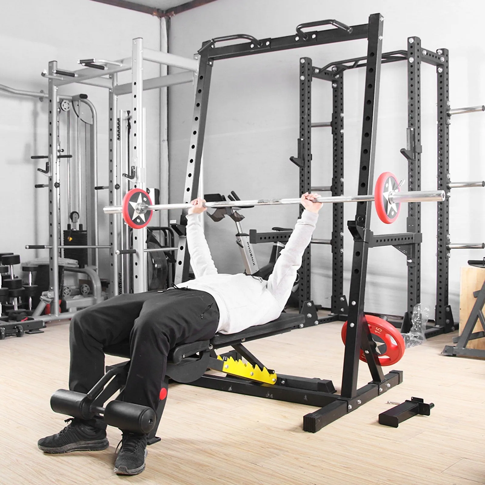 Adjustable Half-Frame Power Cage Multifunctional Squat Rack