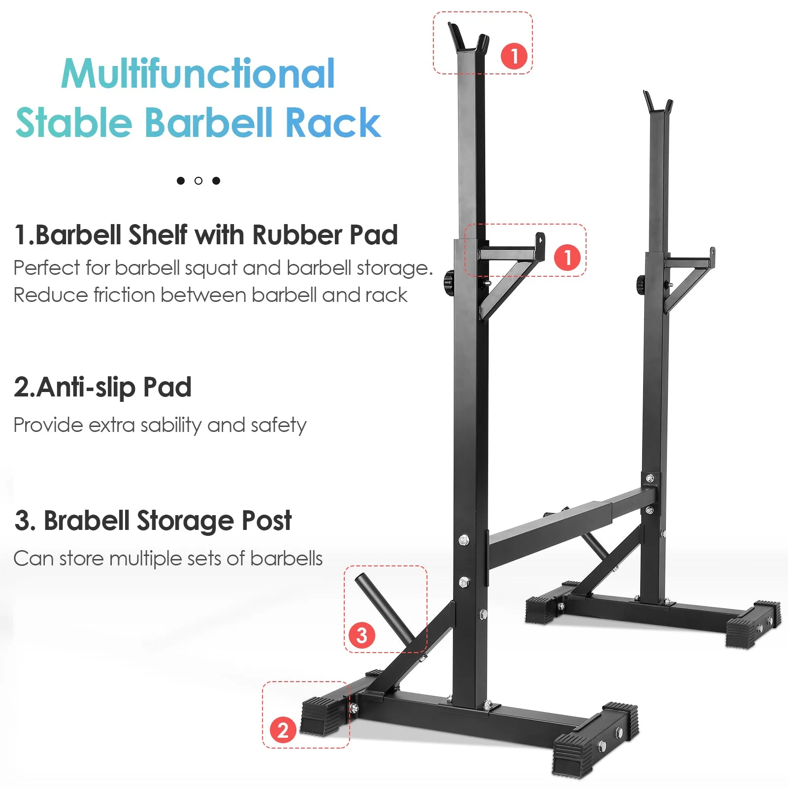 Adjustable Squat RacK Barbell Stand Fitness Equipment Max Load 550lbs