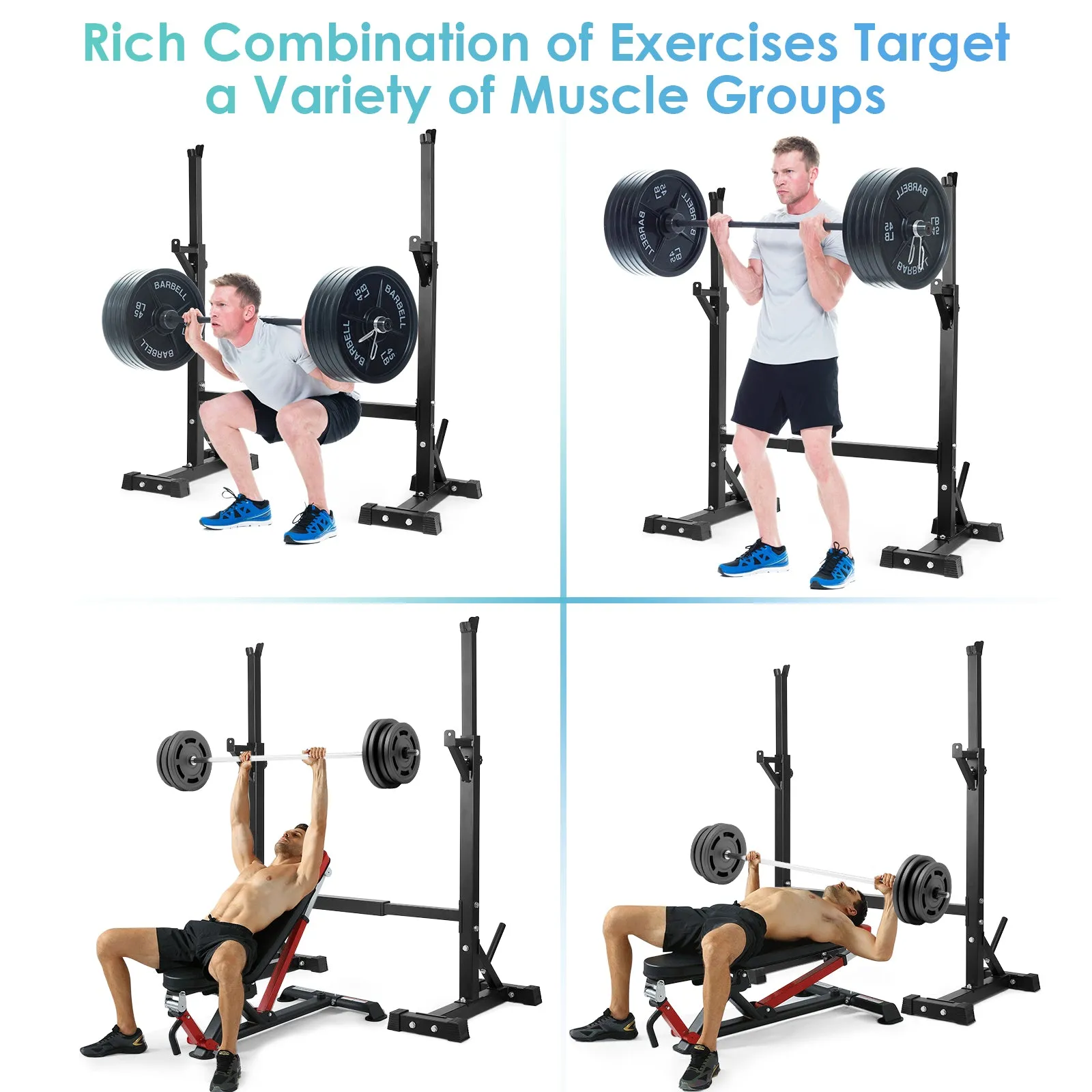 Adjustable Squat RacK Barbell Stand Fitness Equipment Max Load 550lbs