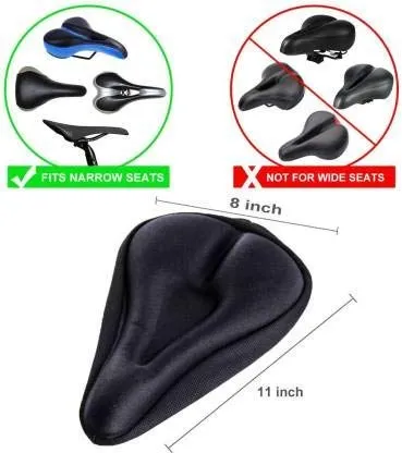 AFPIN Silicone Gel Saddle and Soft Seat Cover with Cushion for Bicycle (Black)