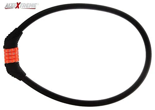 AllExtreme EXBNCL1 Anti-Theft Protection Bike Cable Lock 4 Digit Security Resettable Combination Number Locks (2 Feet)