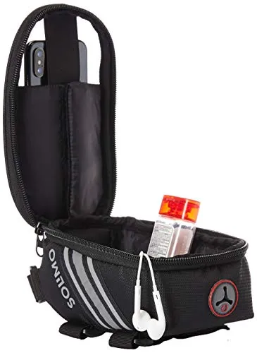 Amazon Brand - Solimo Bicycle Saddle Bag with Touchscreen Pocket for Smartphone, Black