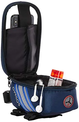 Amazon Brand - Solimo Bicycle Saddle Bag with Touchscreen Pocket for Smartphone, Blue