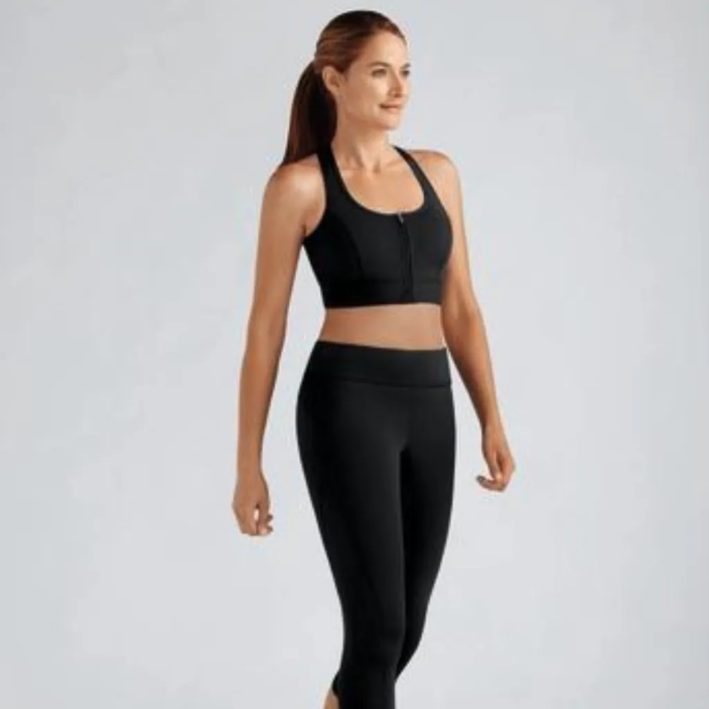 Amoena Zipper Front Active Mastectomy Bra - Black 44070