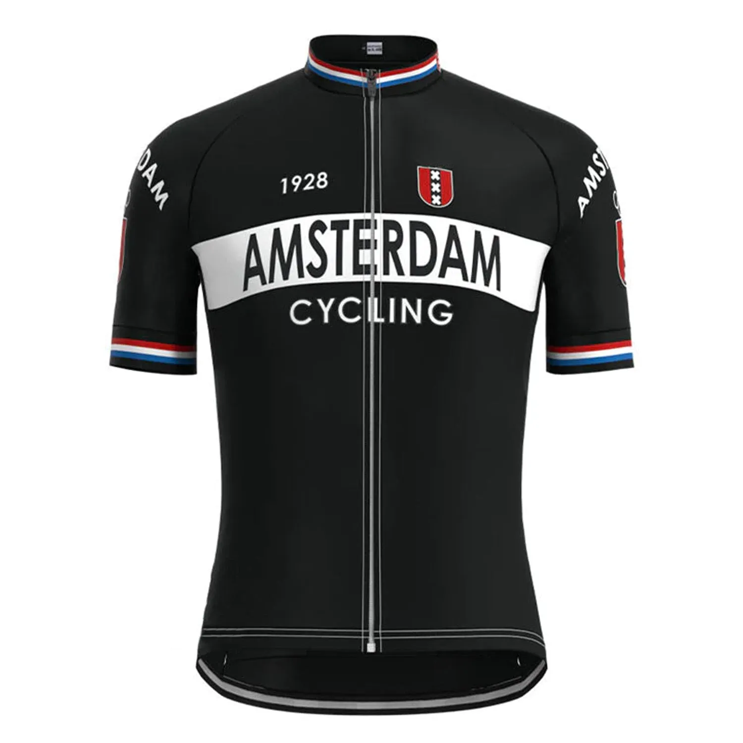 Amsterdam Black Vintage Short Sleeve Cycling Jersey Top