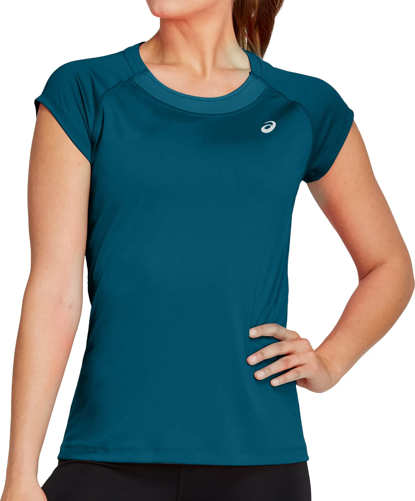 Asics Cap Short Sleeve Womens Running Top - Green