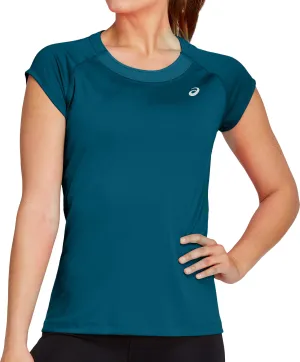 Asics Cap Short Sleeve Womens Running Top - Green