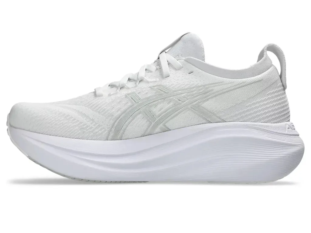 Asics Women's GEL-NIMBUS 27 Running Shoes in White/Glacier Grey
