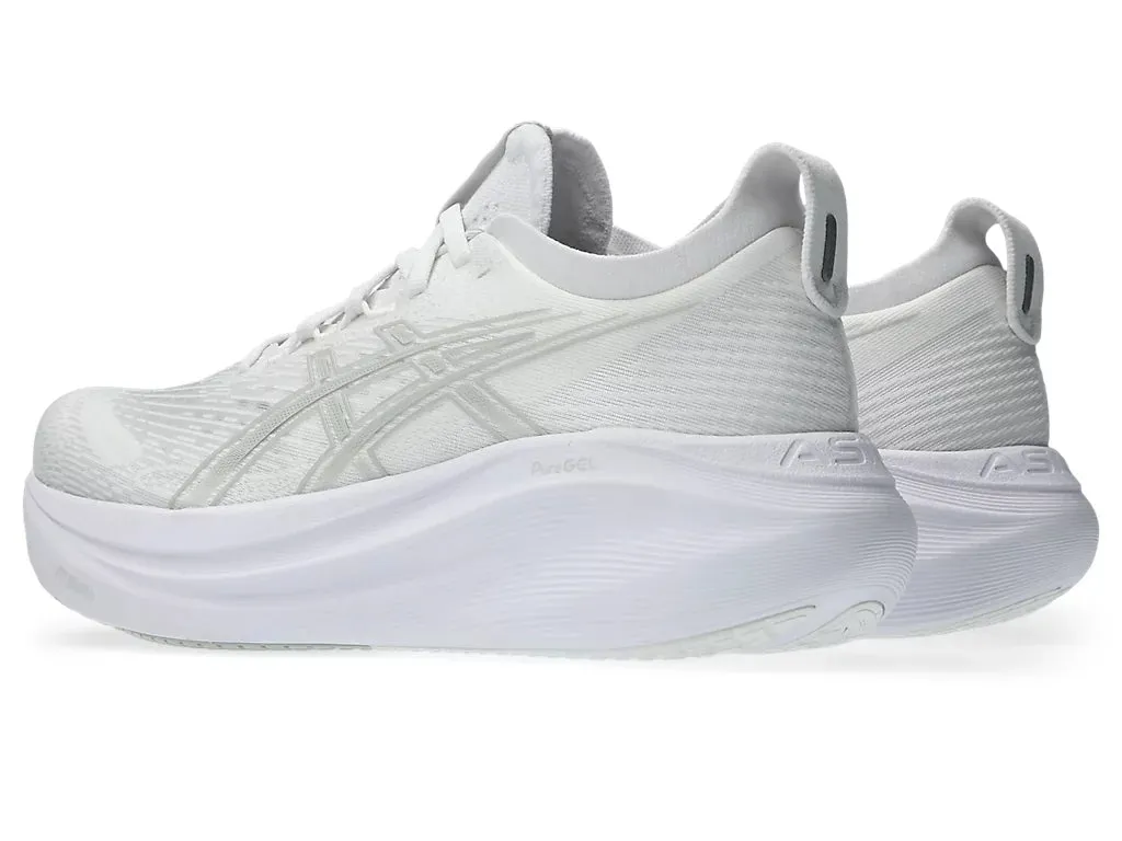 Asics Women's GEL-NIMBUS 27 Running Shoes in White/Glacier Grey