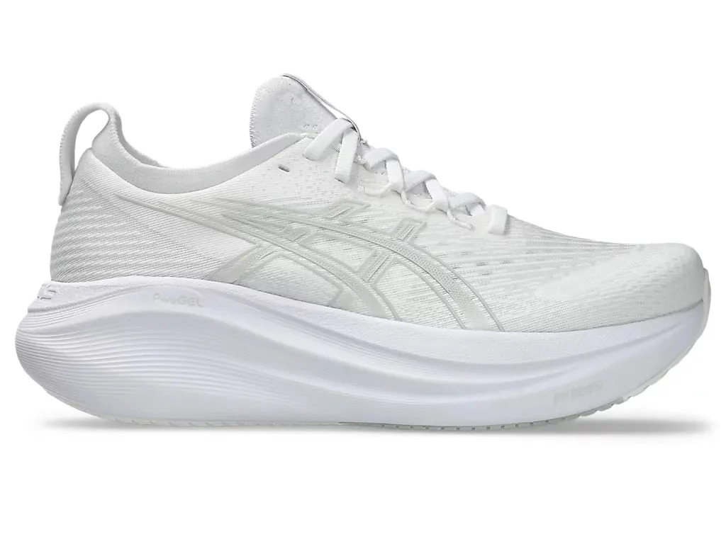 Asics Women's GEL-NIMBUS 27 Running Shoes in White/Glacier Grey