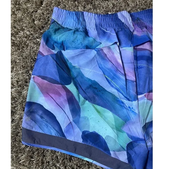 [Athleta] Make A Splash Printed Mesh Racer 4&quot; Running Shorts Workout Size 1X