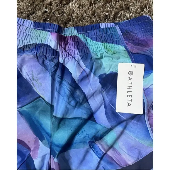 Athleta Make A Splash Printed Mesh Racer 4&quot; Running Shorts Workout