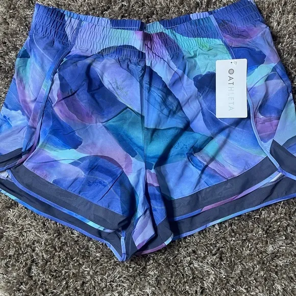 Athleta Make A Splash Printed Mesh Racer 4&quot; Running Shorts Workout