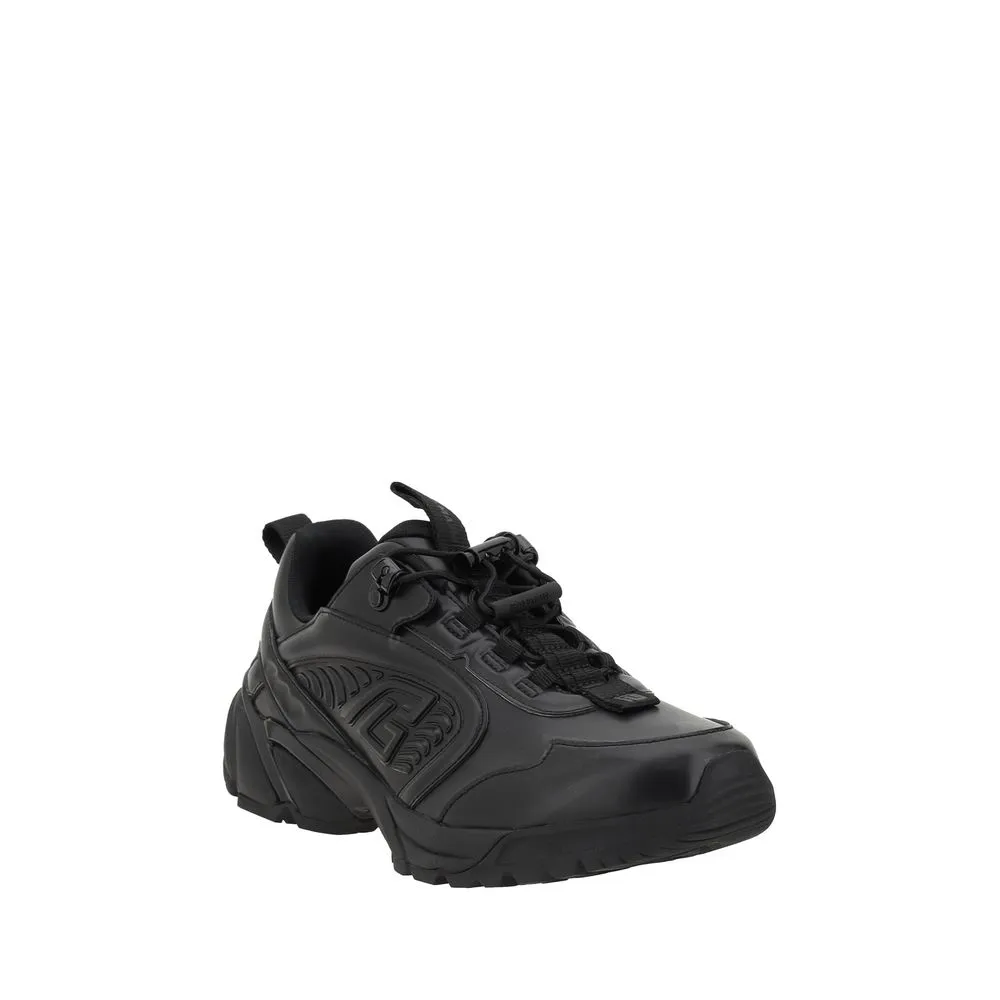 Balmain Cosmic Men Black Sneakers Leather Low Top Lace Up Wedge Trainer Shoes