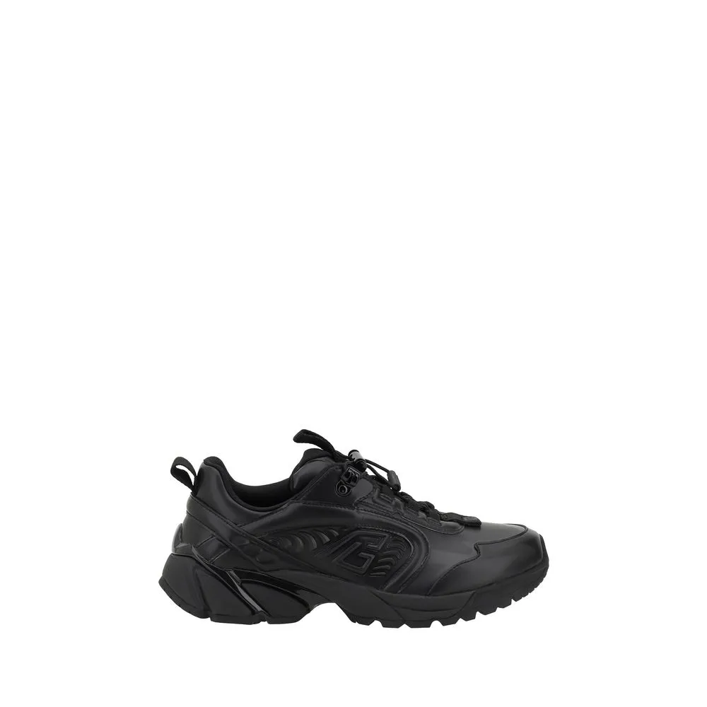 Balmain Cosmic Men Black Sneakers Leather Low Top Lace Up Wedge Trainer Shoes