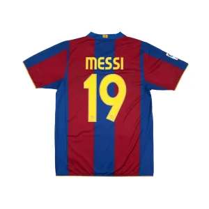 BARCELONA 2007-08 HOME SHIRT - MESSI 19 - 8/10