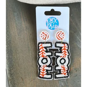 Baseball Mom Seed Beaded Earrings