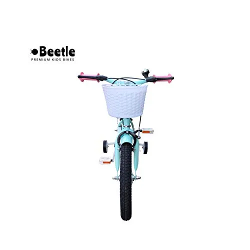 Beetle Bubblegum, 16T, Kids Bike for 5-7 Year olds, Single Speed Cycle with Front Basket and Support Wheels, Height: 3 feet to 4 feet, Blue.