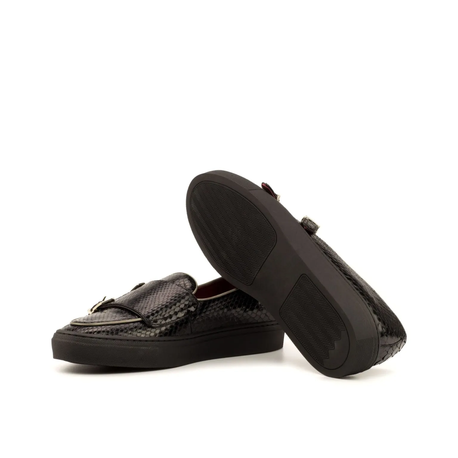 Black Python Double-Monk Sneakers