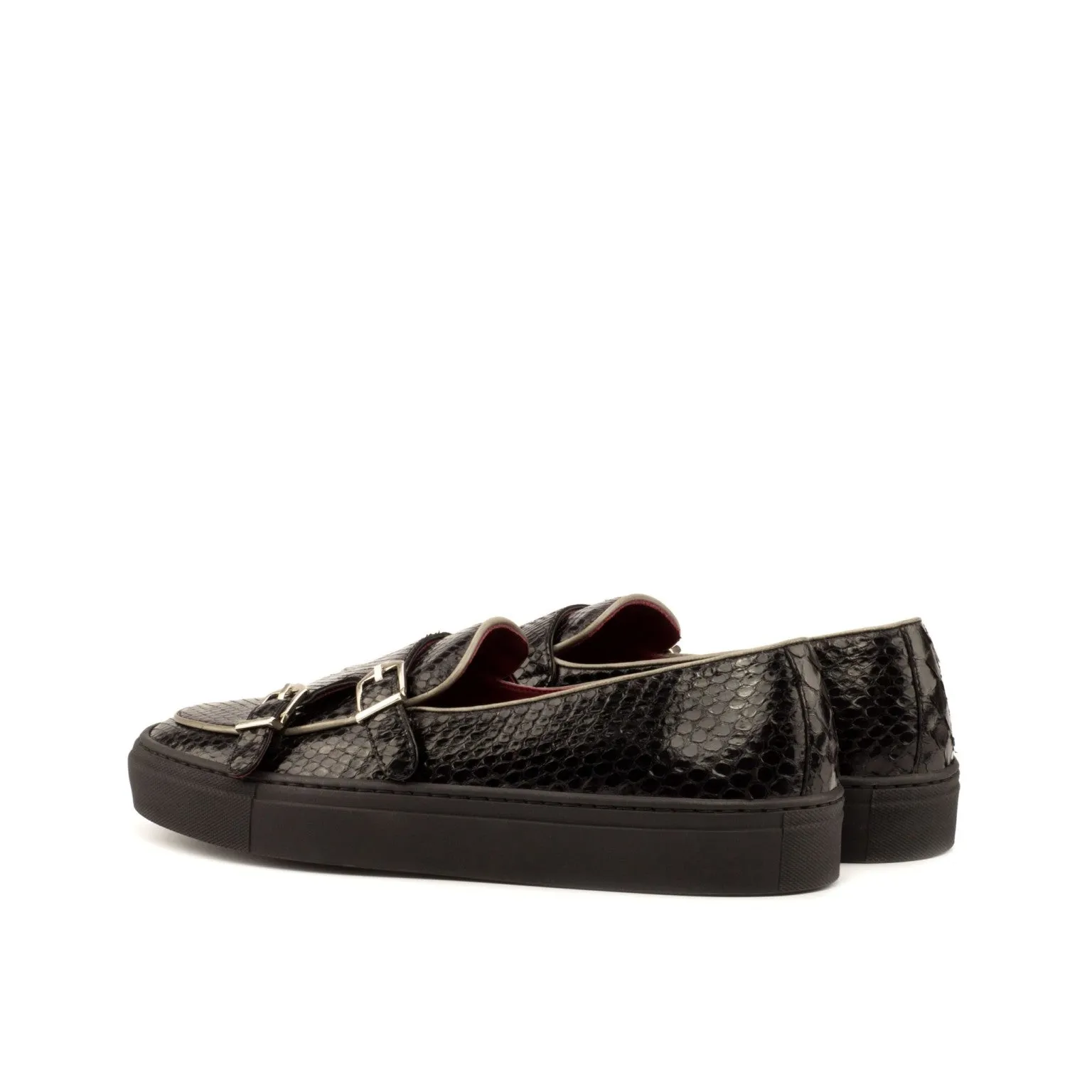 Black Python Double-Monk Sneakers
