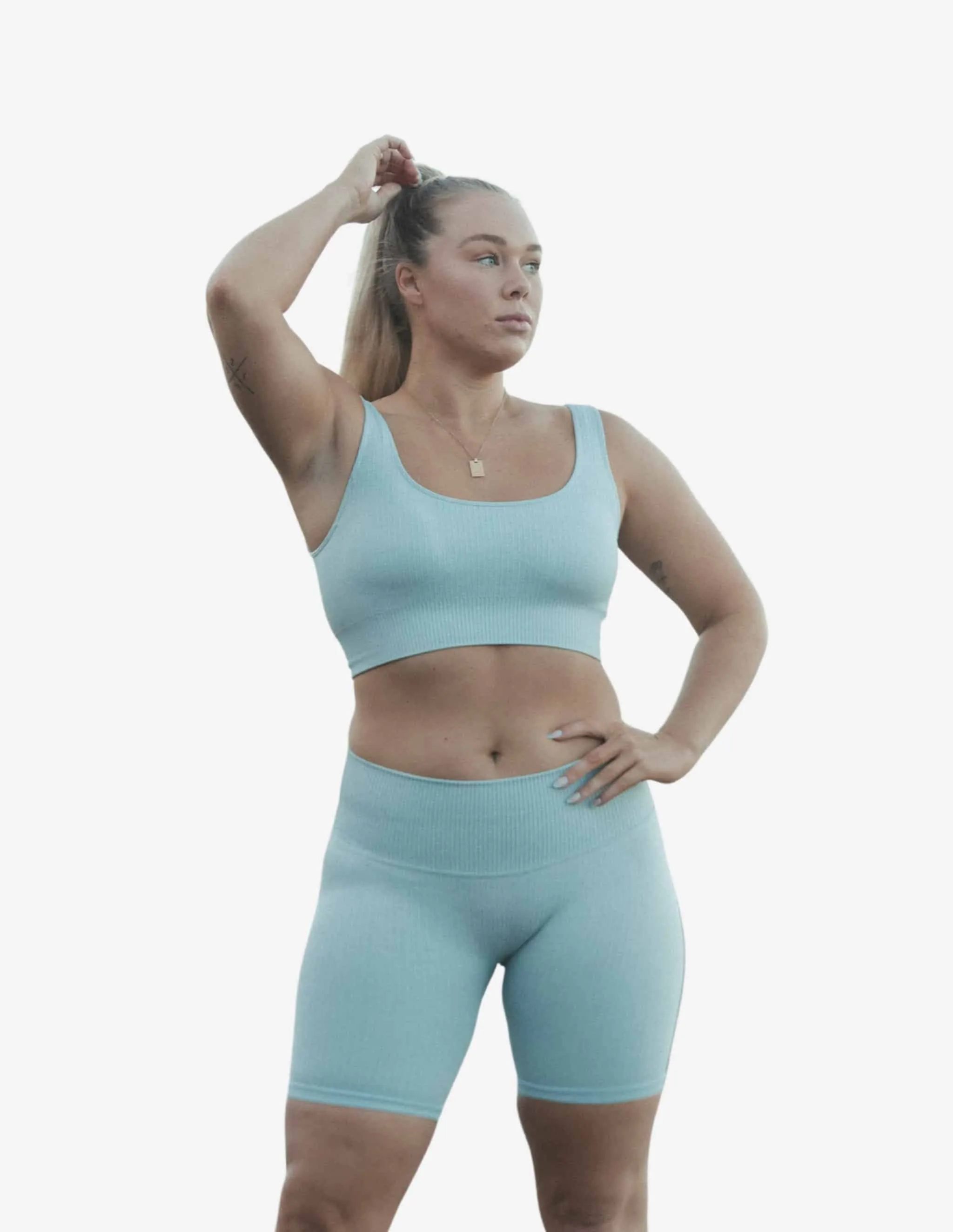 Bondi Blue Ribbed Seamless Bra