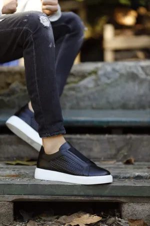 Brabion Abboud Straw Detailed Black Sneakers