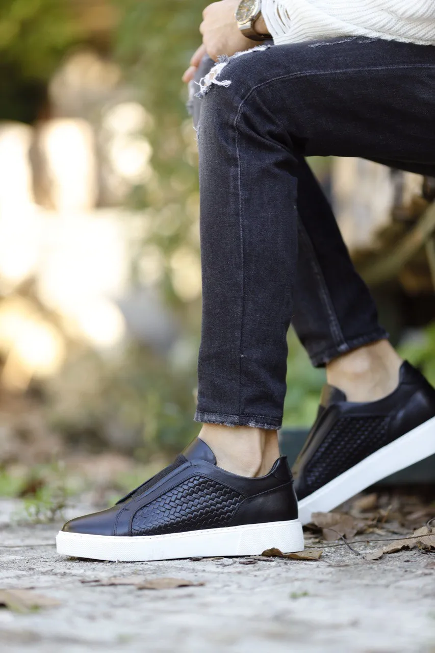 Brabion Abboud Straw Detailed Black Sneakers
