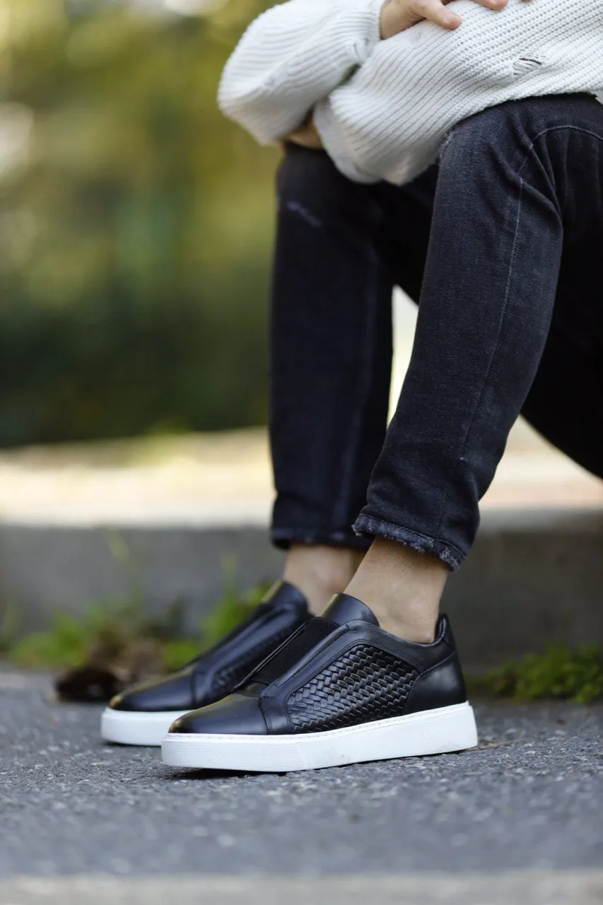 Brabion Abboud Straw Detailed Black Sneakers