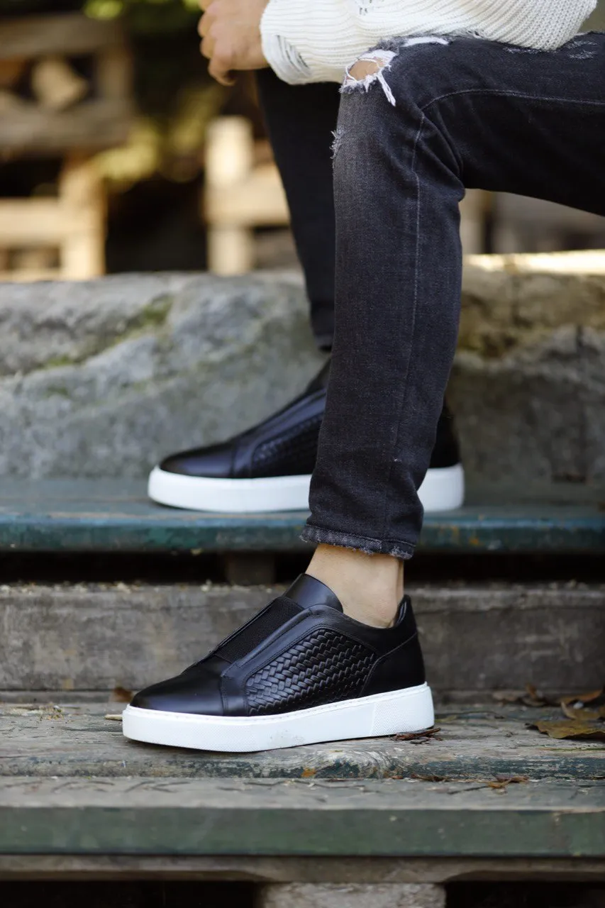 Brabion Abboud Straw Detailed Black Sneakers