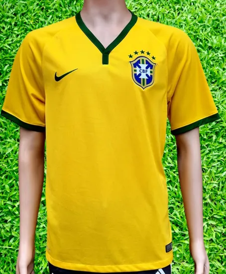 BRAZIL 2014 FIFA WORLD CUP 4TH PLACE HOME JERSEY NIKE SHIRT CAMISA MEDIUM # 575280-703 SOLD !!