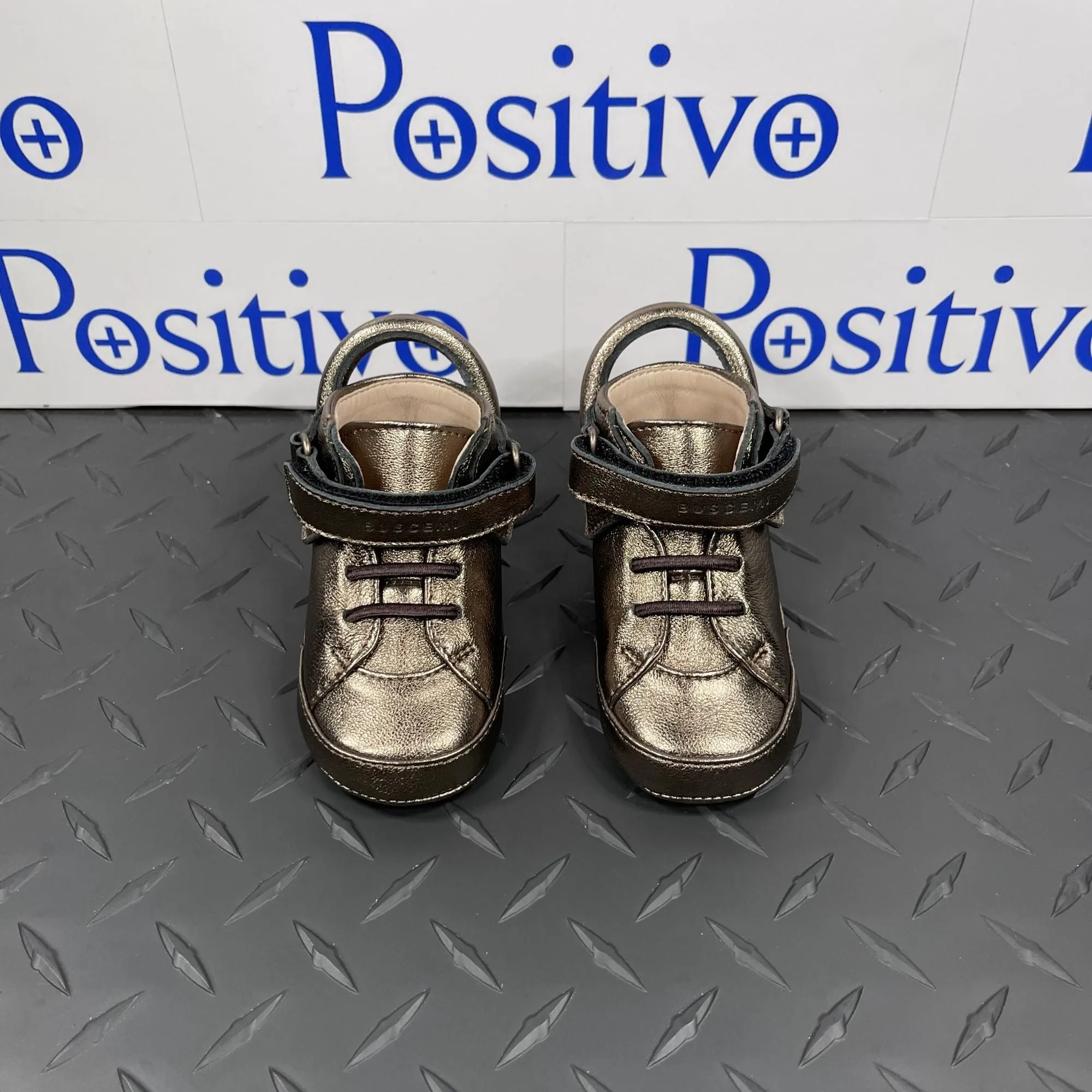 Buscemi Baby 100MM Baby Metal Bronze Leather Sneakers