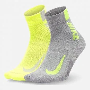 CALZE NIKE 2PAIA COPPIA RUNNING FITNESS SOCKS GIALLA GRIGIA