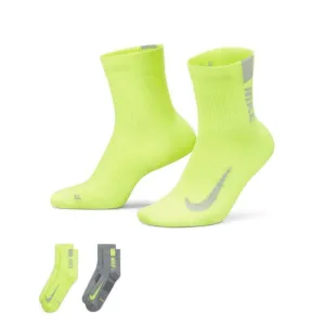 CALZE NIKE 2PAIA COPPIA RUNNING FITNESS SOCKS GIALLA GRIGIA