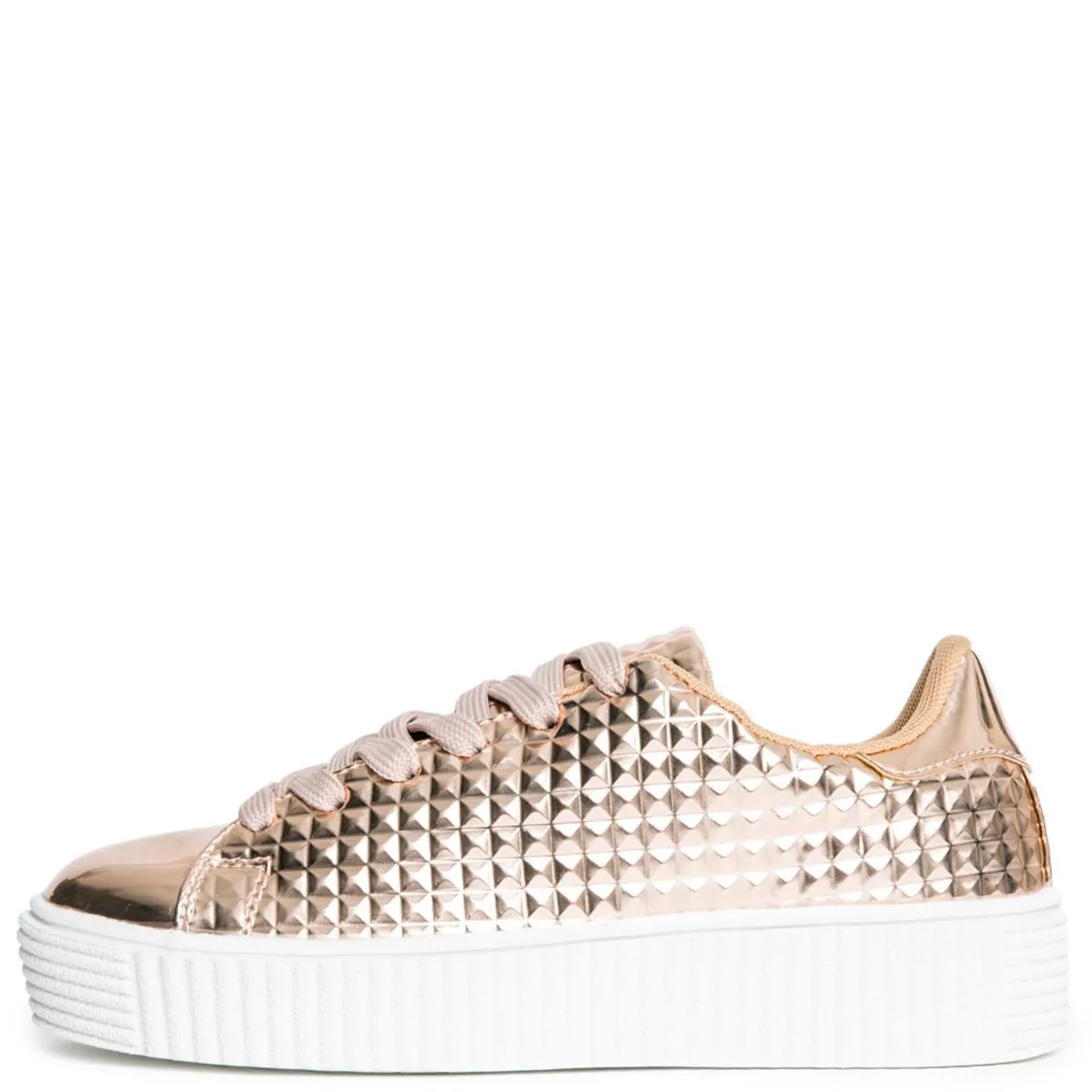 Cape Robbin Izzy-1 Rose Gold Platform Sneakers Rose Gold