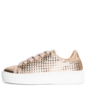 Cape Robbin Izzy-1 Rose Gold Platform Sneakers Rose Gold