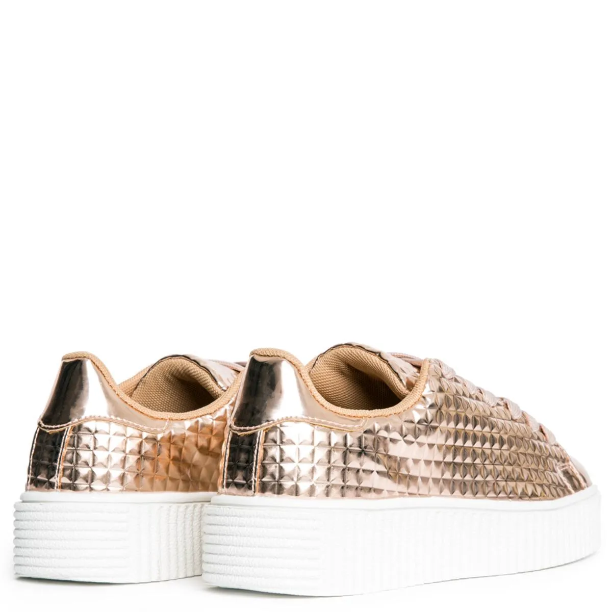 Cape Robbin Izzy-1 Rose Gold Platform Sneakers Rose Gold