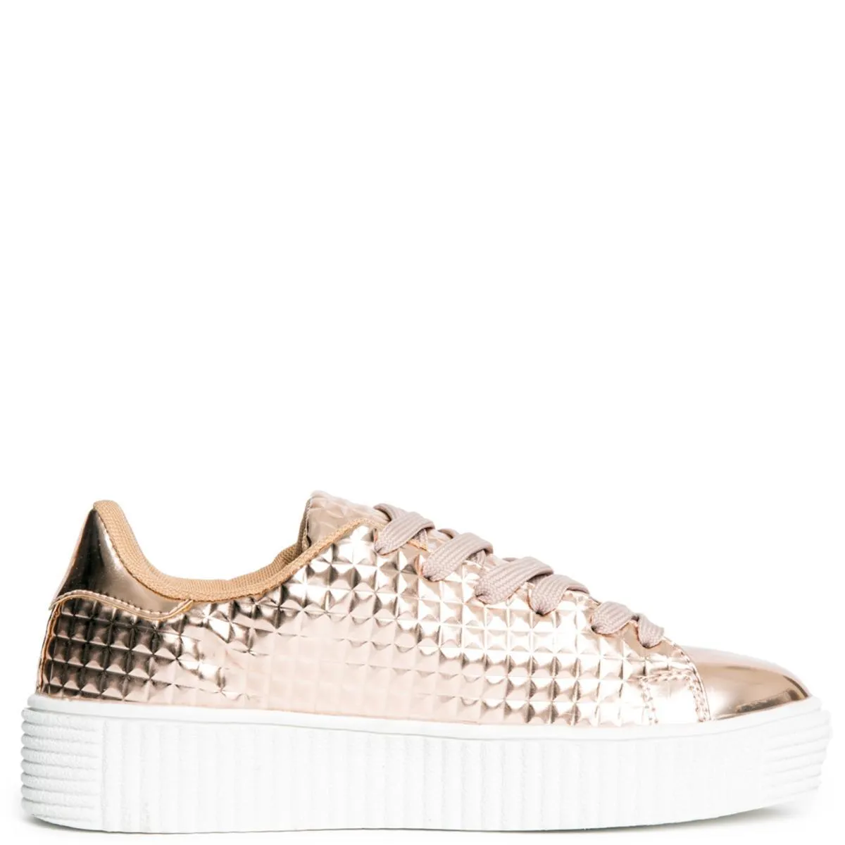 Cape Robbin Izzy-1 Rose Gold Platform Sneakers Rose Gold