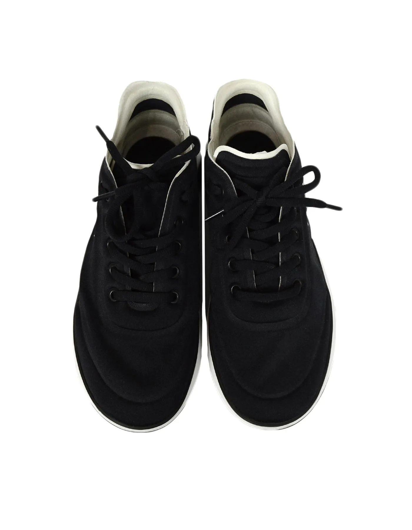 Chanel 2019 Black White Lycra CC Trainers Sneakers sz 39