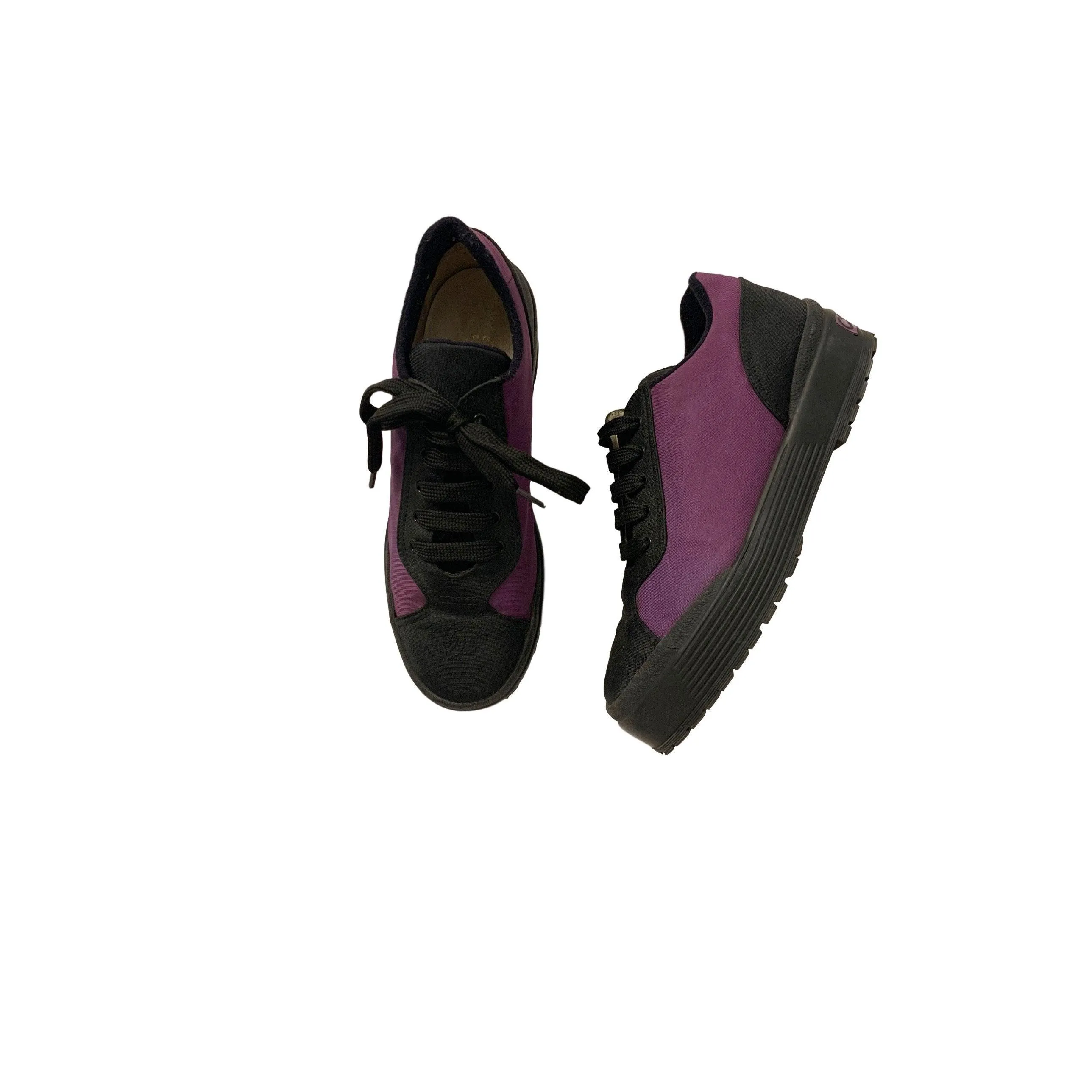 Chanel Purple Logo Toe Platform Sneakers