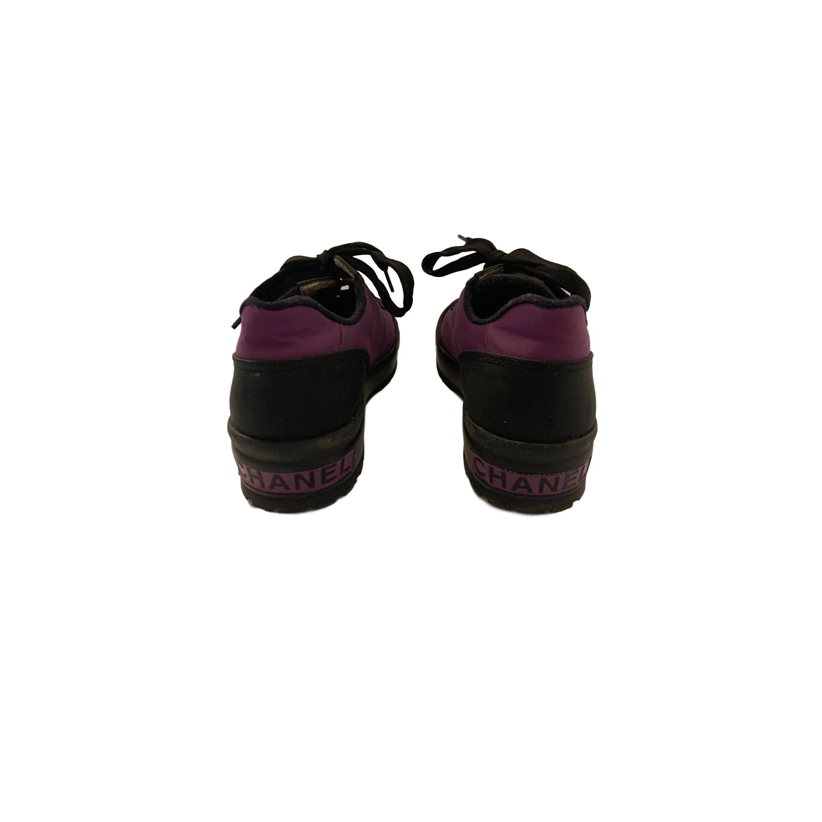 Chanel Purple Logo Toe Platform Sneakers