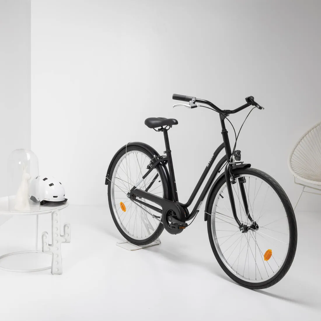 CITY BIKE ELOPS 100 LOW FRAME - Black