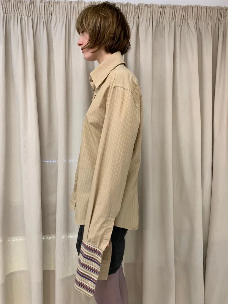 Cotton striped dress shirt, sand