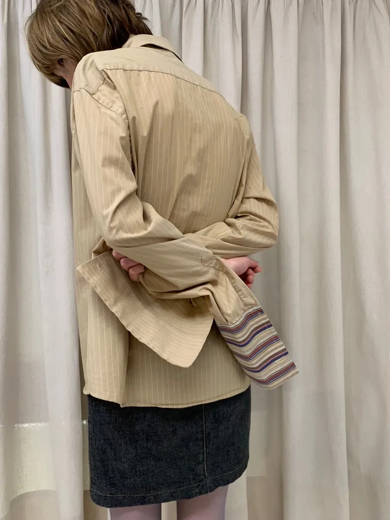 Cotton striped dress shirt, sand