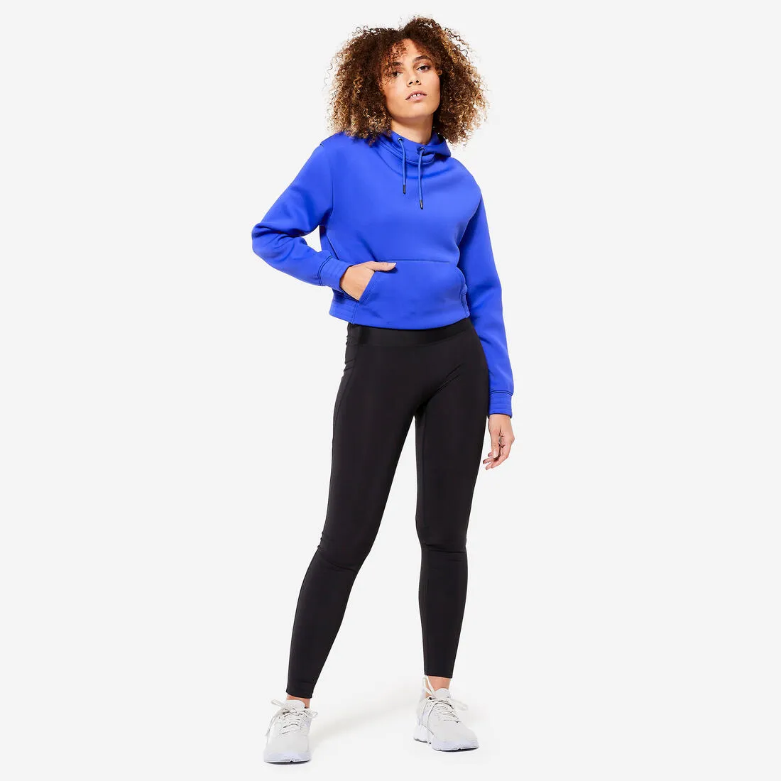 Cropped Cut Fitness Cardio Hooded Sweatshirt - Blue